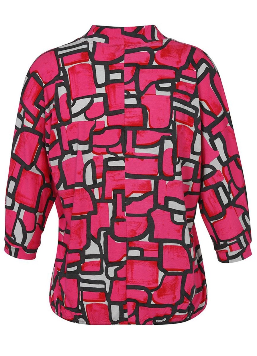 Grote Maten Mode Via Appia Due | Via Appia Due Shirt 663881- 653 Pink-Zwart