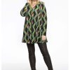 Party Items Yoek | Yoek Tunic Swing Zipper Gatsby Bl194620-280 Bruin Groen Zwart