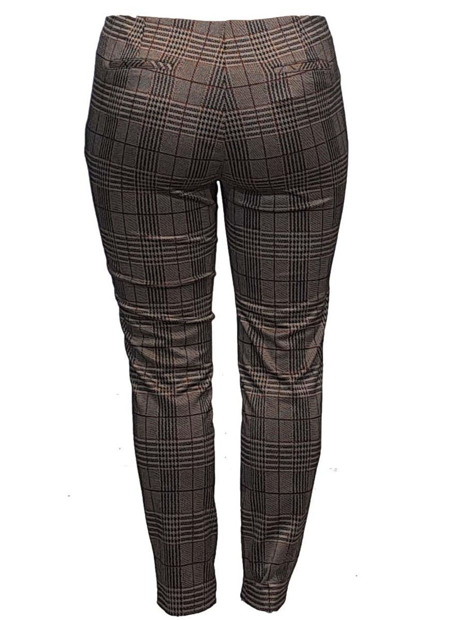 Grote Maten Mode Stark | Stark Broek Jacky Zip 7159-284-236 Bruin,Zwart Geruit