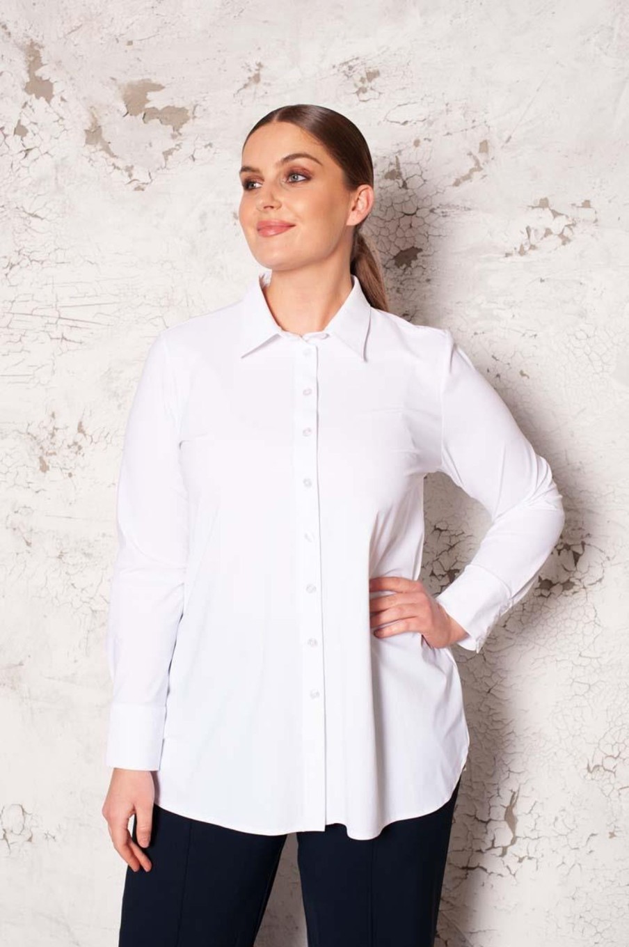 Grote Maten Mode Plusbasics | Plusbasics Blouse Basic Travel 10231534 - 100 Wit