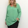 Grote Maten Mode Kaffe Curve | Kaffe Curve Tuniek Ami Ls 10580002 - 165825 Gundrop Green