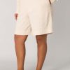 Grote Maten Mode Base Level Curvy | Base Level Curvy Linnen Short Yardan 086 Light Beige