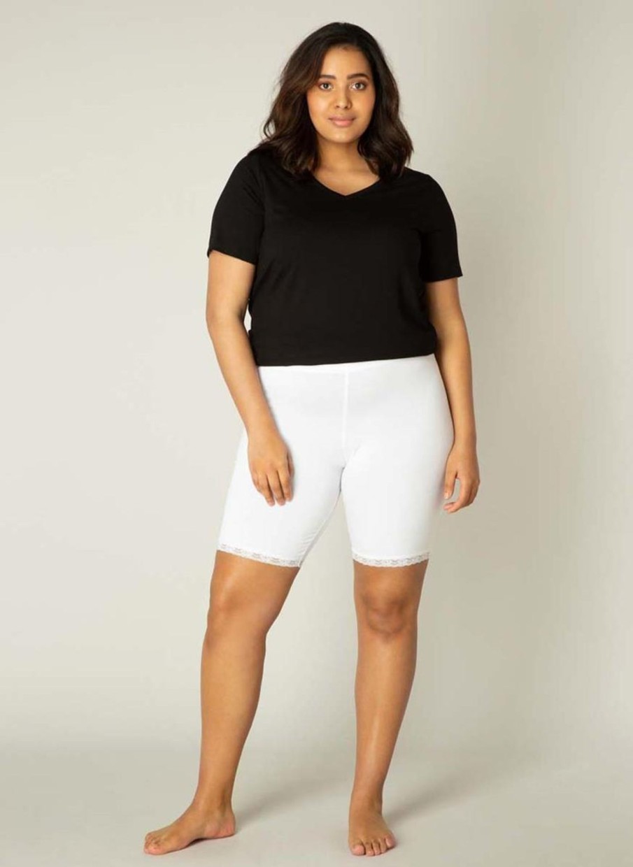 Grote Maten Mode Base Level Curvy | Base Level Curvy Ava Legging Short 010 White