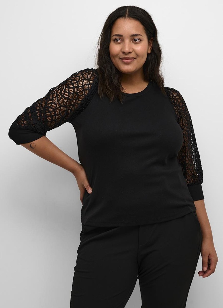 Party Items Kaffe Curve | Kaffe Curve Shirt Bella Lace 10581899 - 100121 Black Deep