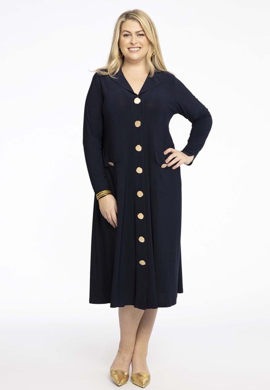 Party Items Yoek | Yoek Dress Lapel Dolce Bl197798 - 230 Navy