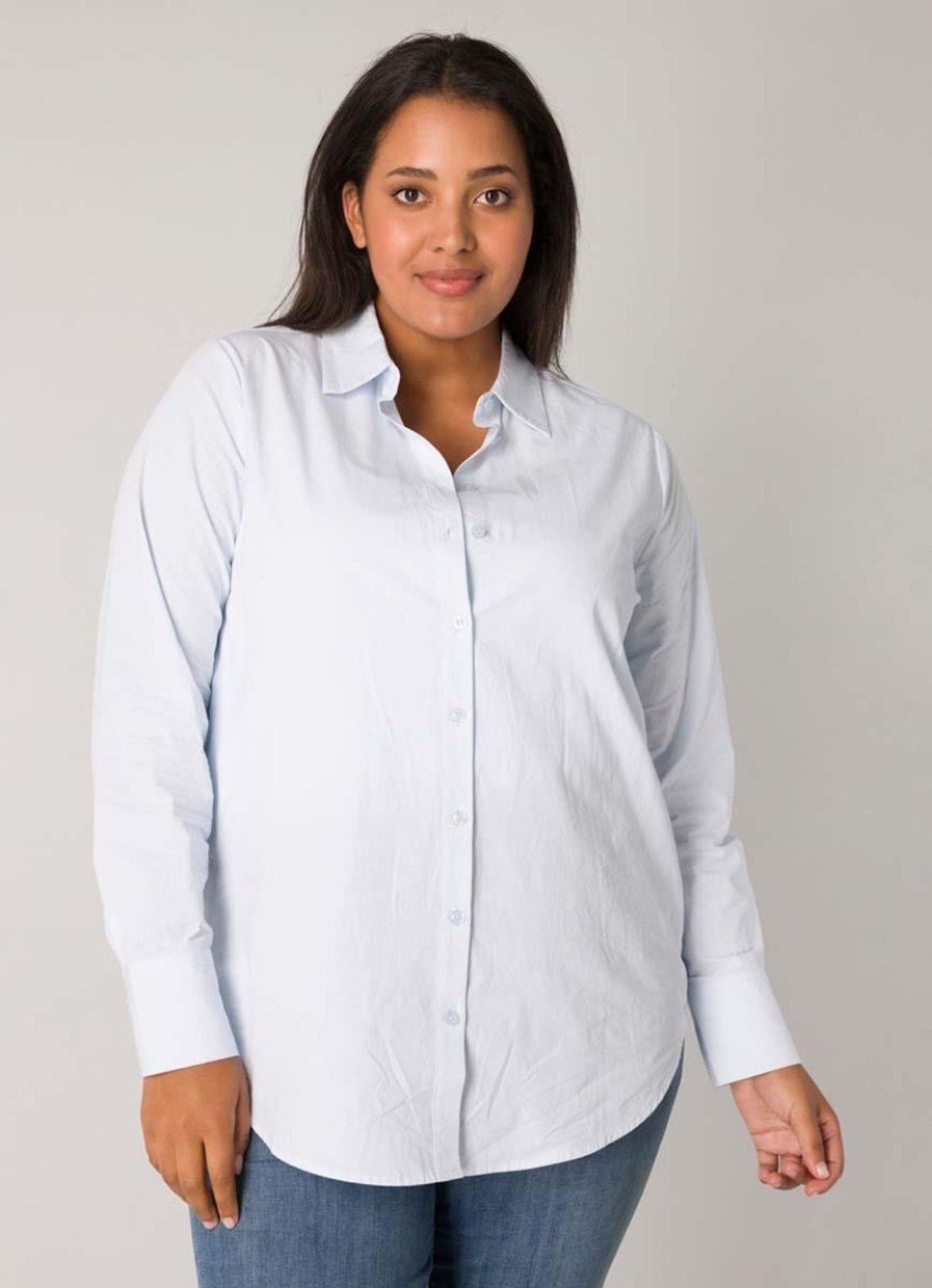 Grote Maten Mode Base Level Curvy | Base Level Curvy Blouse Aliza 035 - 2030 Light Blue