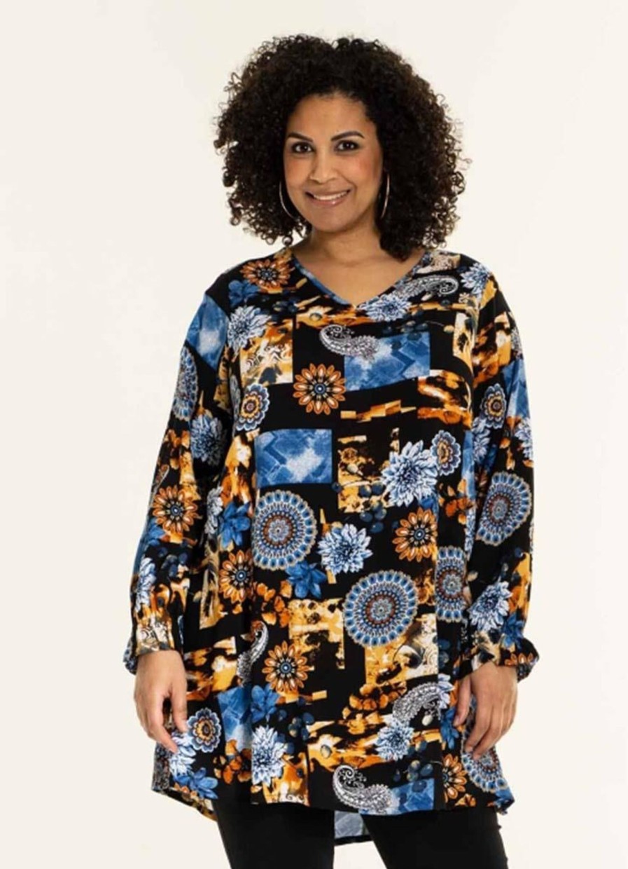 Grote Maten Mode Studio | Studio Tuniek Tanja S236818 - Blue Pattern