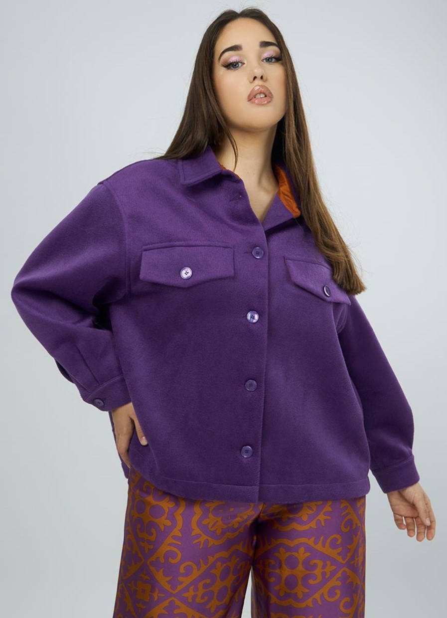 Grote Maten Mode Mat Fashion | Mat Fashion Overcoat 8001.4082 - Purple