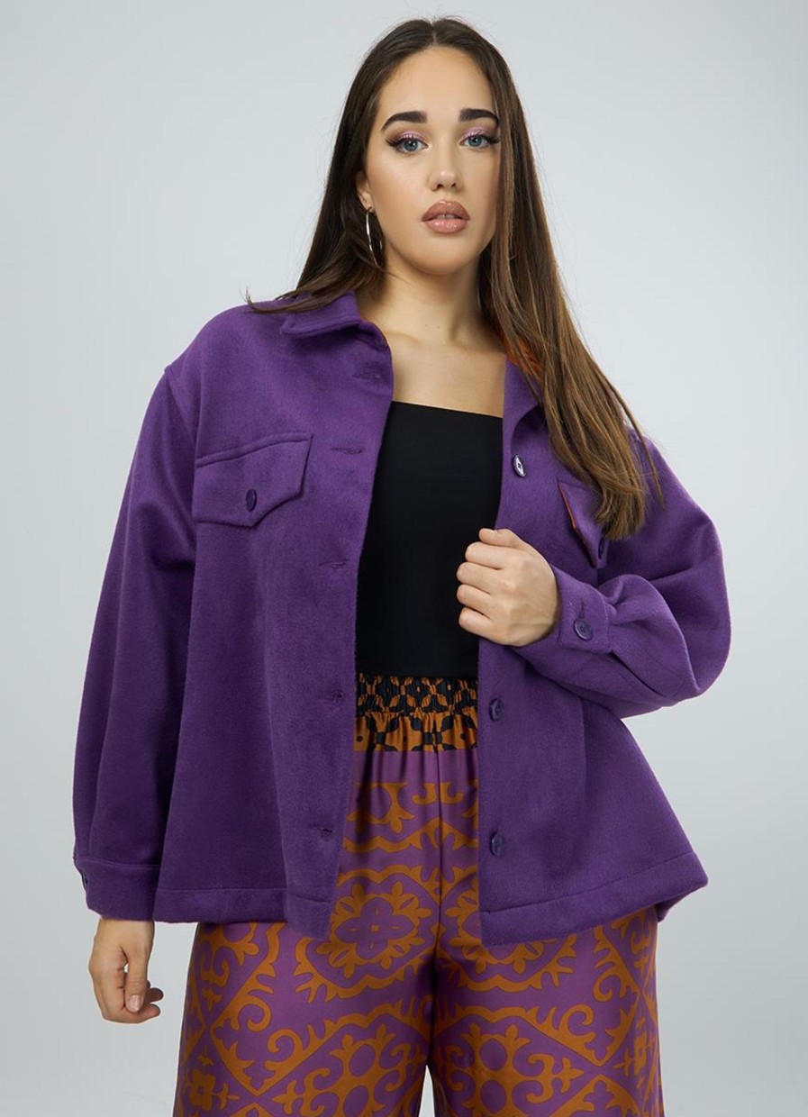 Grote Maten Mode Mat Fashion | Mat Fashion Overcoat 8001.4082 - Purple