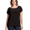 Grote Maten Mode Yoek | Yoek Basic T-Shirt Kapmouwen Dolce B4017-210 Zwart