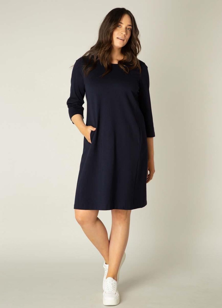 Grote Maten Mode Base Level Curvy | Base Level Curvy Jurk Addy 019 Dark Blue