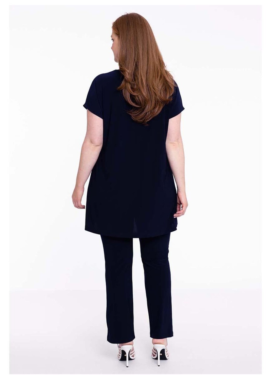 Grote Maten Mode Yoek | Yoek Loretta'S Shirt Sleeveless Wide Dolce L164018-230 Navy