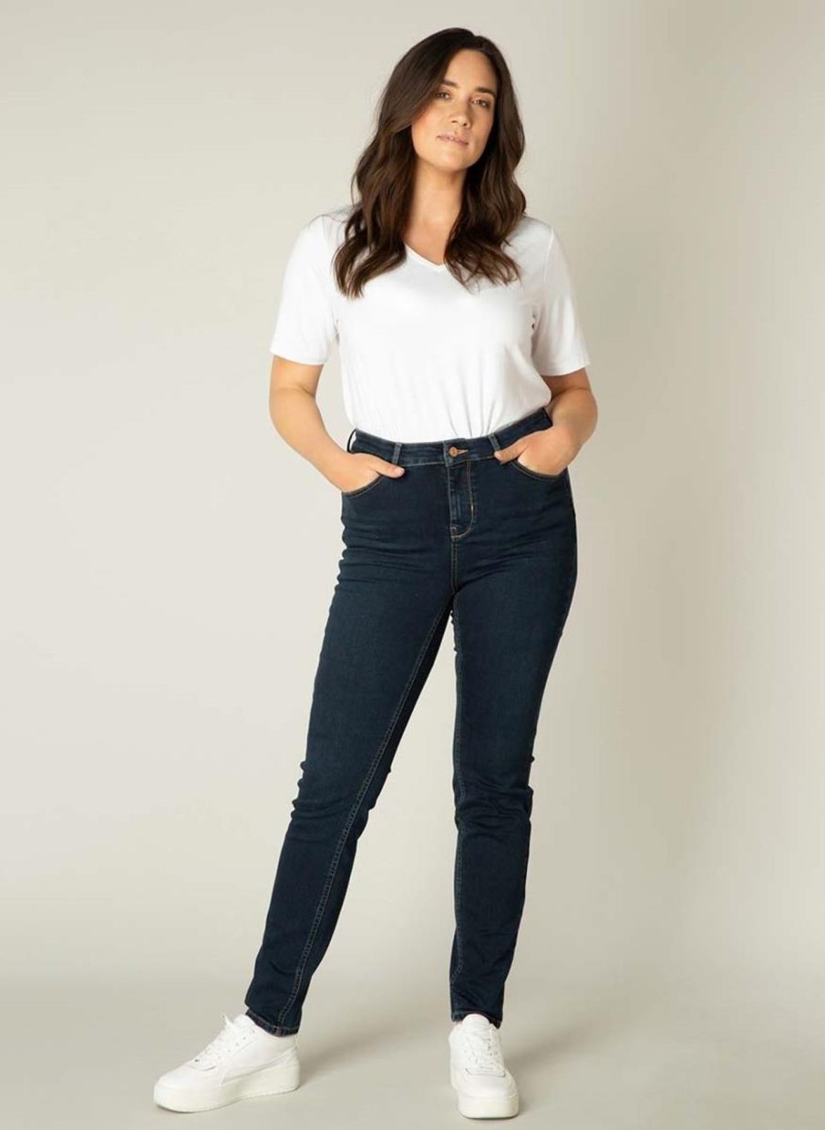 Grote Maten Mode Base Level Curvy | Base Level Curvy Jeans Joya 007 Denim Blue