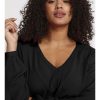 Grote Maten Mode Kaffe Curve | Kaffe Curve Blouse Ami Ls 10580001-50600 Black Deep