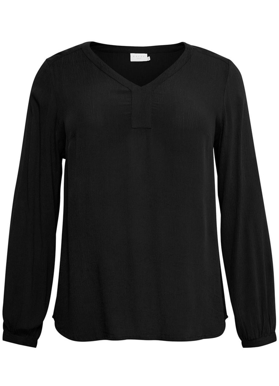 Grote Maten Mode Kaffe Curve | Kaffe Curve Blouse Ami Ls 10580001-50600 Black Deep