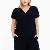 Grote Maten Mode Yoek | Yoek Shirt Double V-Neck Dolce B4124 - 230 Navy