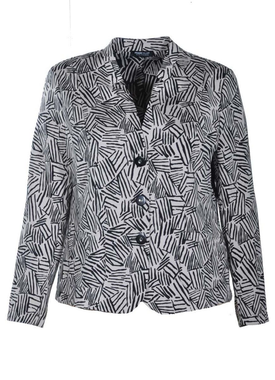 Grote Maten Mode Frank Walder | Frank Walder Blazer 303305-007092 Zwart-Wit