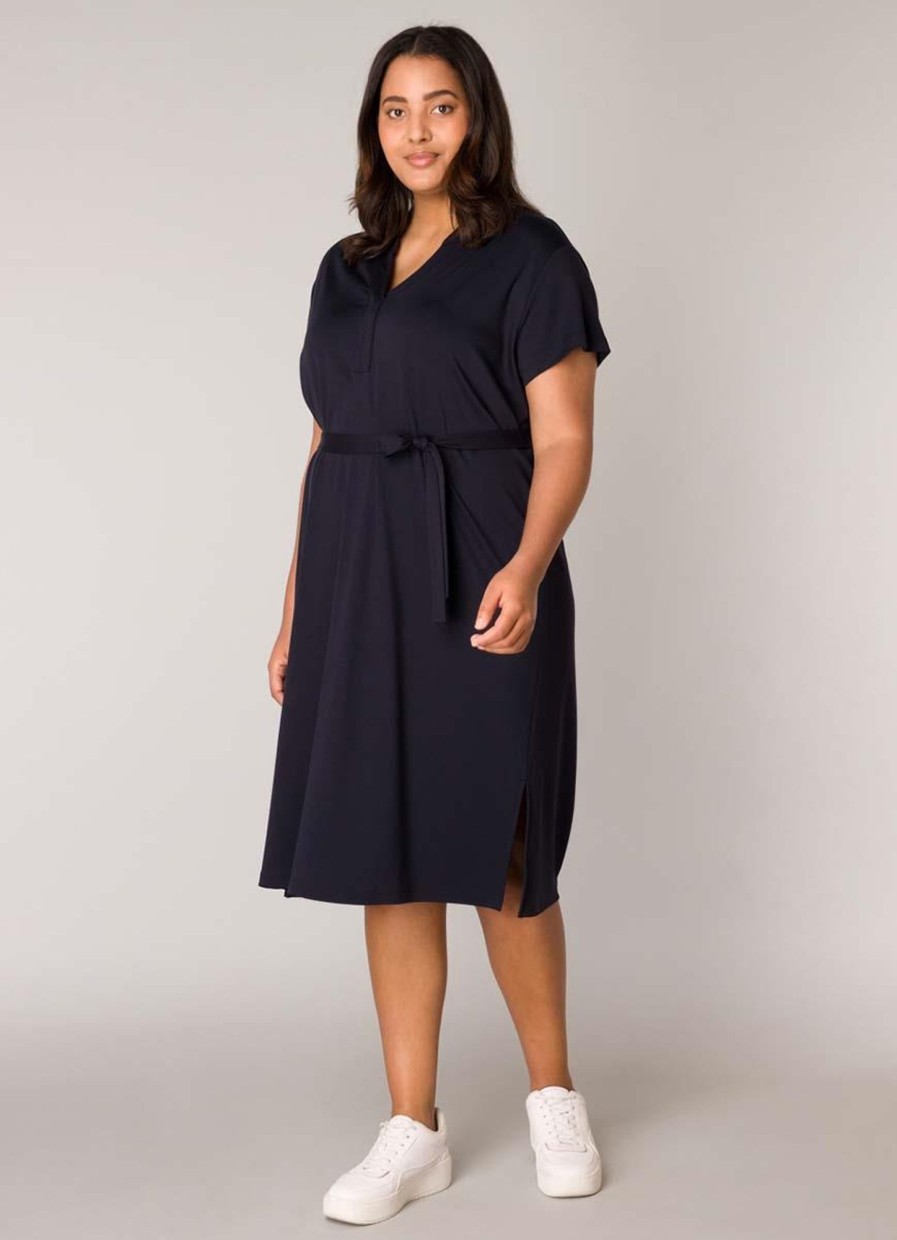 Grote Maten Mode Base Level Curvy | Base Level Curvy Jurk Yenna 083 Dark Blue