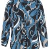 Grote Maten Mode Via Appia Due | Via Appia Due Blouse 653059 - 103 Zwart, Steelblue, Ecru