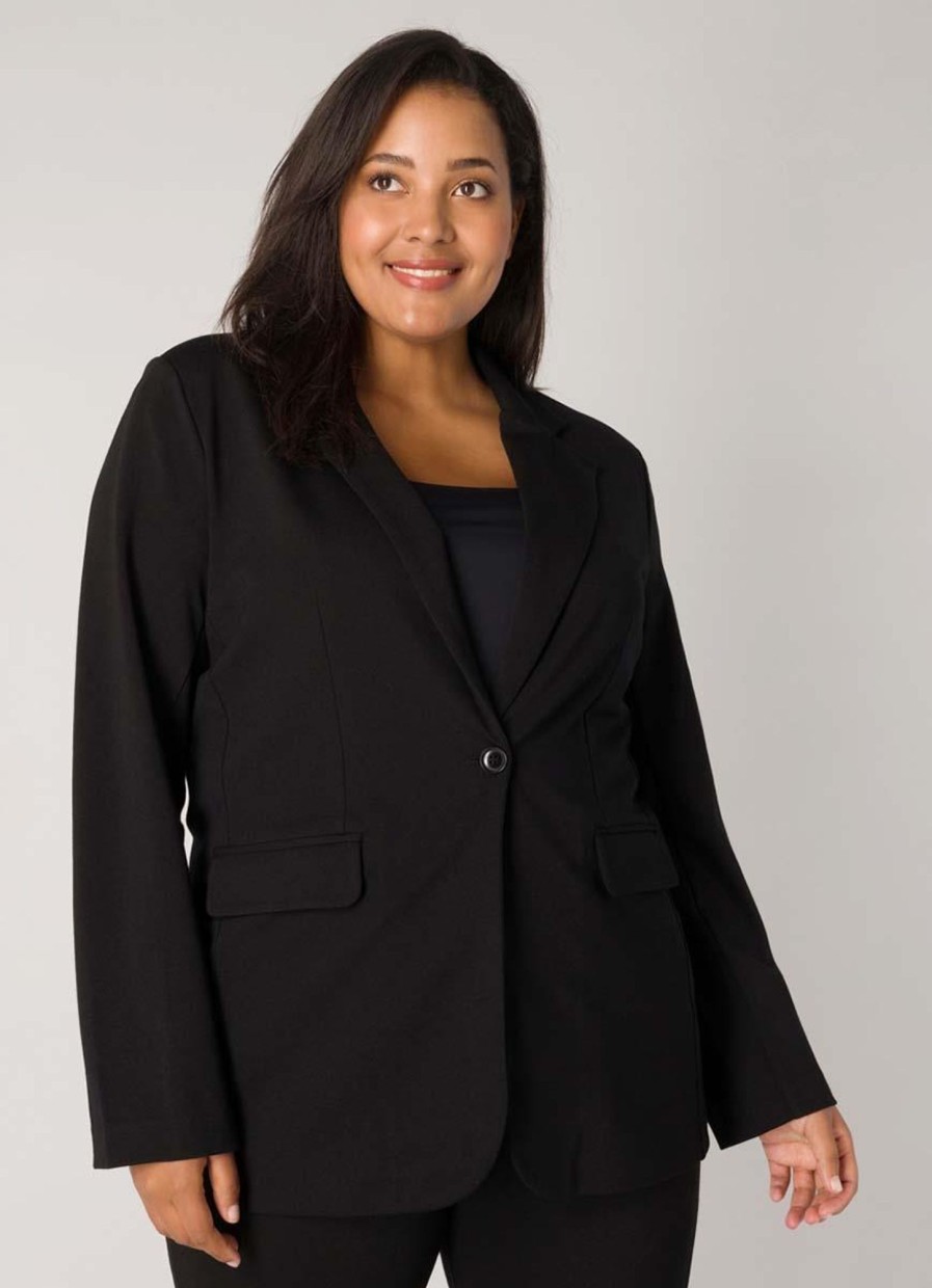 Grote Maten Mode Base Level Curvy | Base Level Curvy Blazer Yacey 080 Black