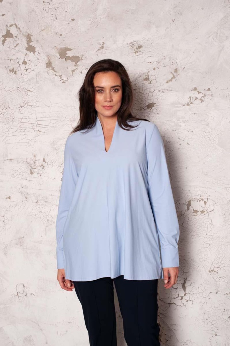 Grote Maten Mode Plusbasics | Plusbasics Shirt Classic Travel 10231554 - 6292 Licht Blauw