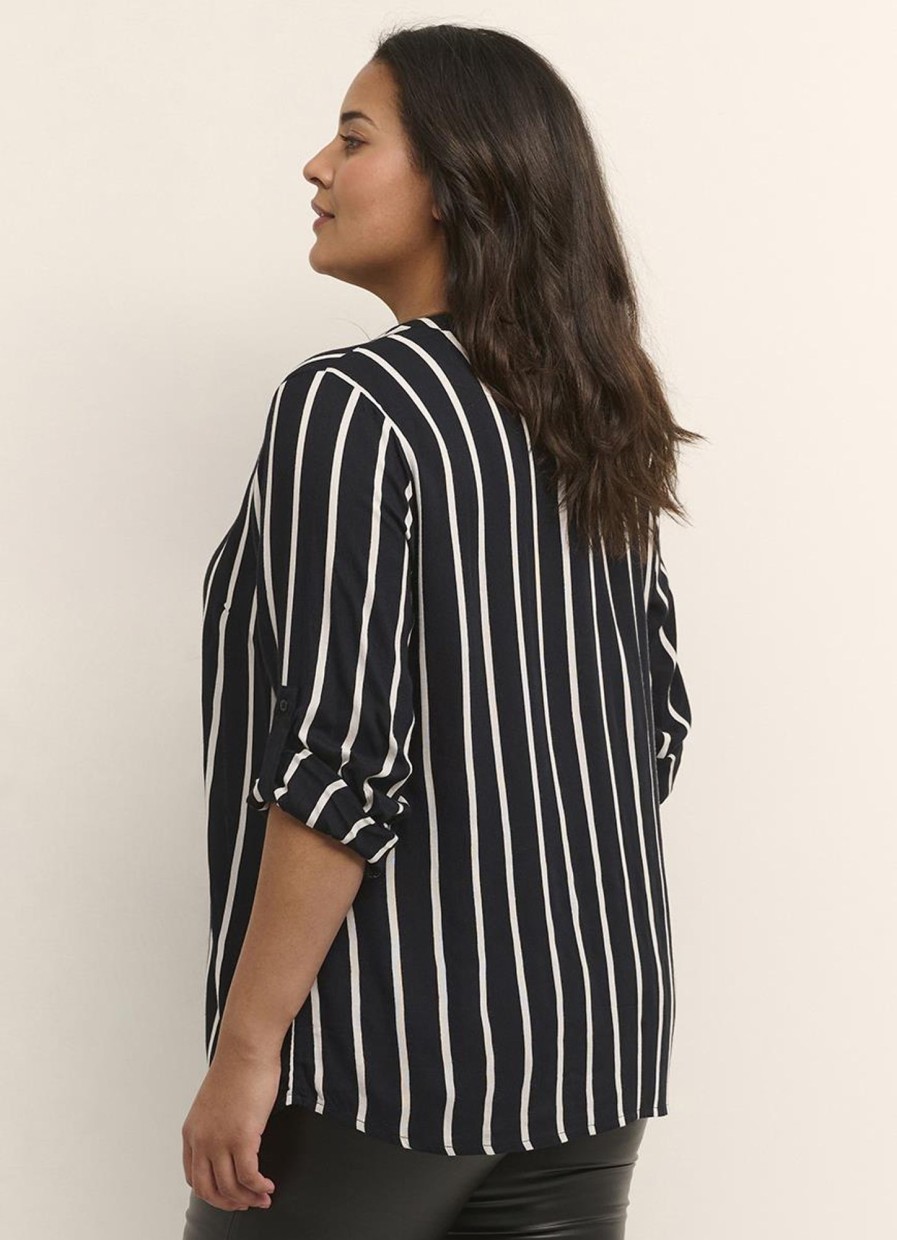 Grote Maten Mode Kaffe Curve | Kaffe Curve Blouse Sida 10580350 - 100367 Black/Chalk Stripe