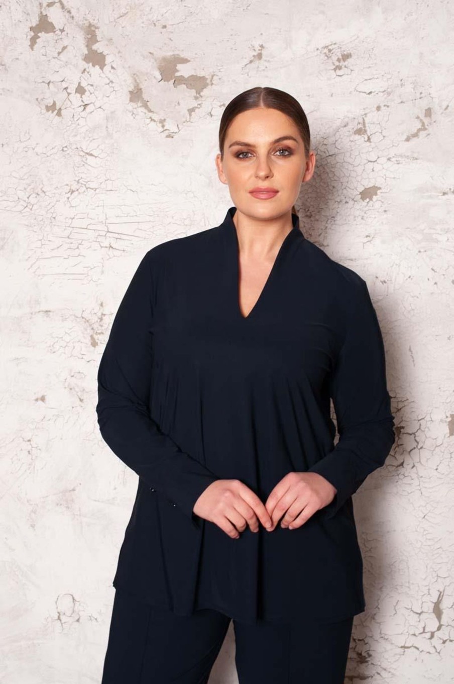 Grote Maten Mode Plusbasics | Plusbasics Shirt Classic Travel 10231554 - 243 Navy