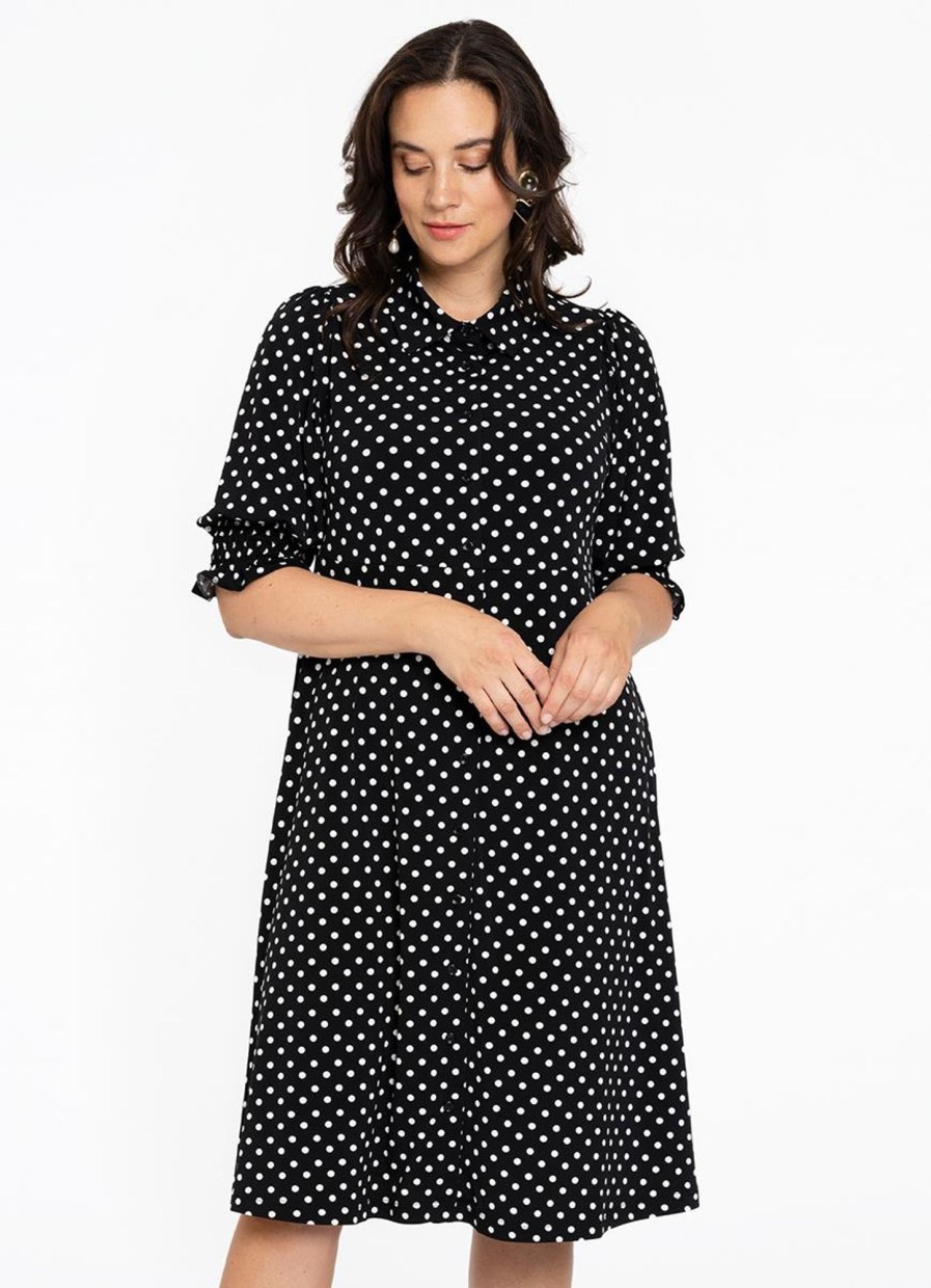 Grote Maten Mode Yoek | Yoek Dress Buttoned Dots 2217243 - 210 Dots