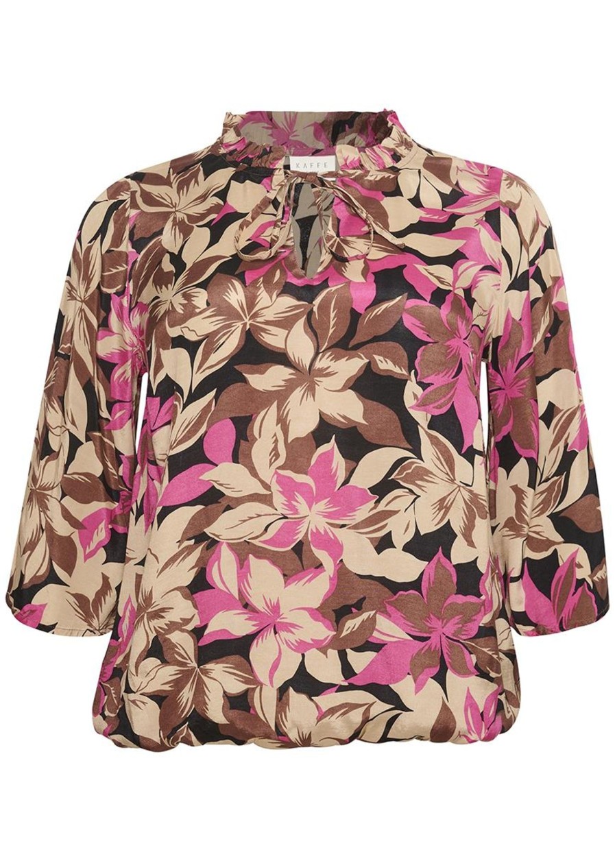 Grote Maten Mode Kaffe Curve | Kaffe Curve Dory Blouse 10581639 - 104437 Shoking Pink Flower