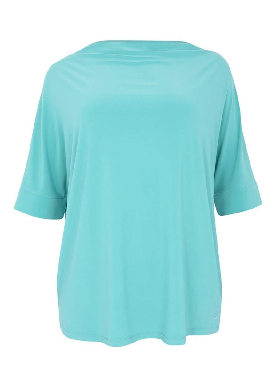 Grote Maten Mode Yoek | Yoek Loretta'S Shirt Kimono Sleeve Dolce L164034-233 Turquoise