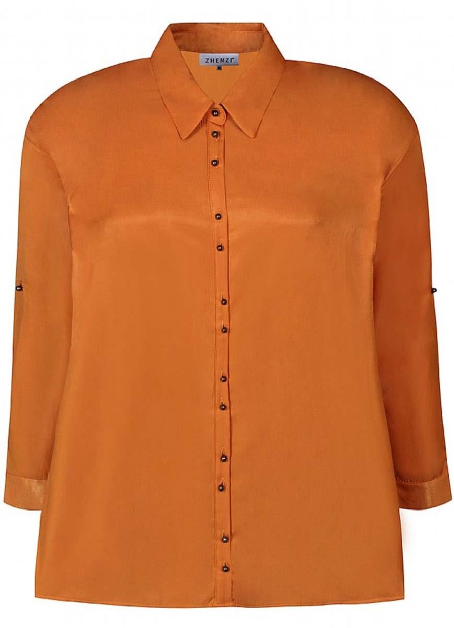 Grote Maten Mode Zhenzi | Zhenzi Blouse Legacy 2808254 - 2388 Apricot Orange