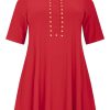 Grote Maten Mode Yoek | Yoek Tunic Polo Wide Bottom Gold Dots Dolce Bl164235 - 260 Rood