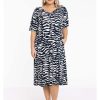 Grote Maten Mode Yoek | Yoek Loretta'S Dress Aline Aria L167153-230 Navy