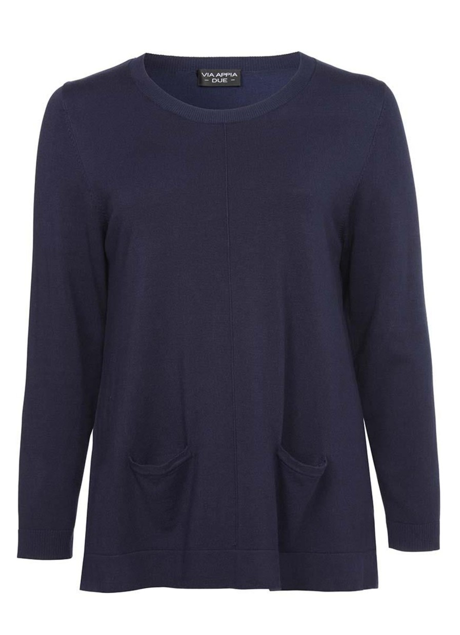 Grote Maten Mode Via Appia Due | Via Appia Due Pullover 652523 820 Blauw