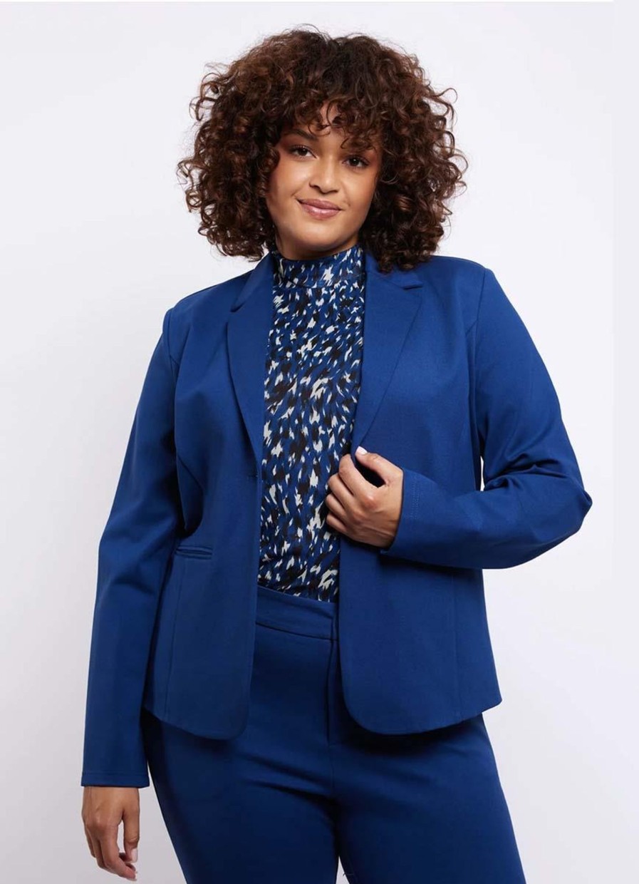 Grote Maten Mode Exxcellent | Exxcellent Blazer Noortje 23Wye11 - 615 Saffierblauw