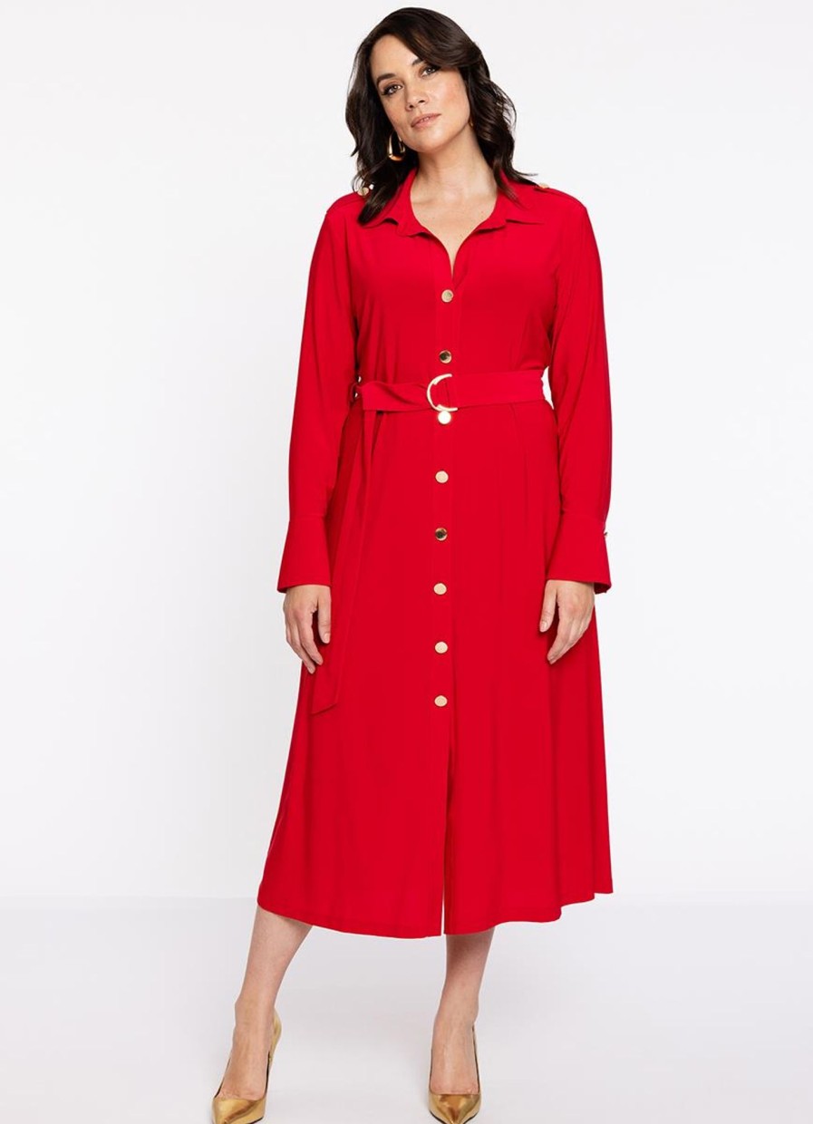 Party Items Yoek | Yoek Dress Buttoned Dolce 217735 - 260 Red