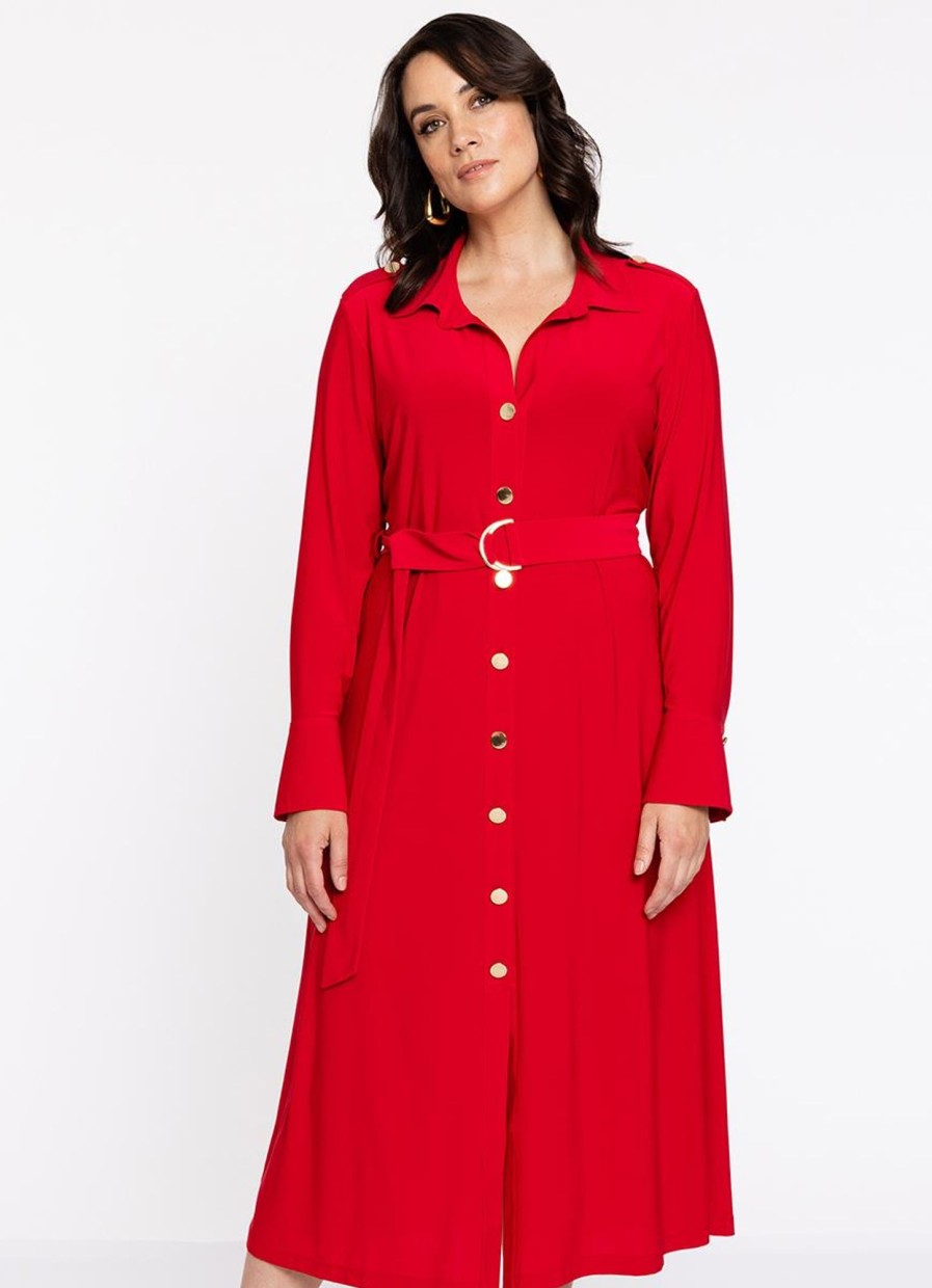 Party Items Yoek | Yoek Dress Buttoned Dolce 217735 - 260 Red