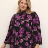 Grote Maten Mode Kaffe Curve | Kaffe Curve Blouse Polla 10581761 - 104811 Fuchsia Red Flowers