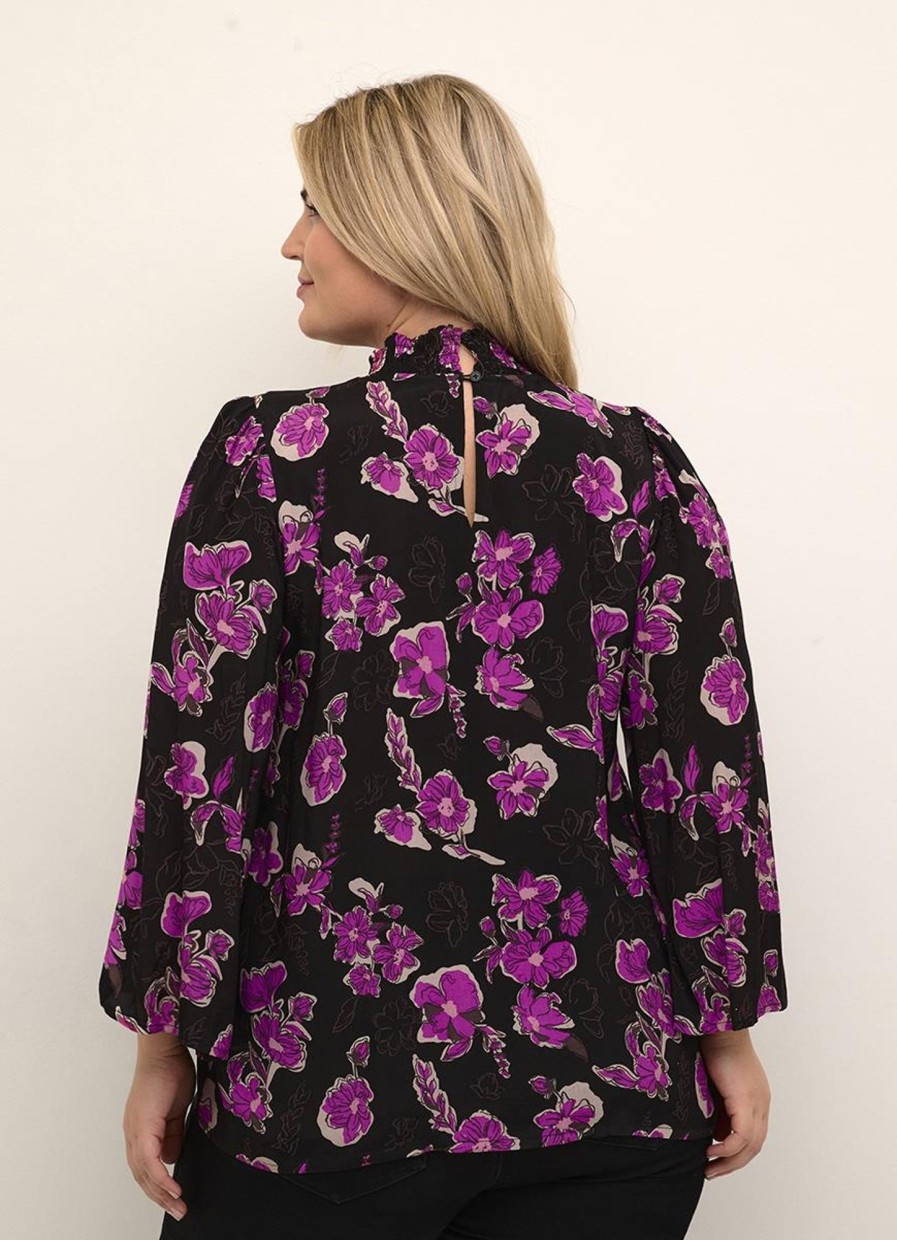 Grote Maten Mode Kaffe Curve | Kaffe Curve Blouse Polla 10581761 - 104811 Fuchsia Red Flowers