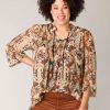 Grote Maten Mode Yesta | Yesta Blouse Rosalie A003888 - Terracotta/ Multi Colour