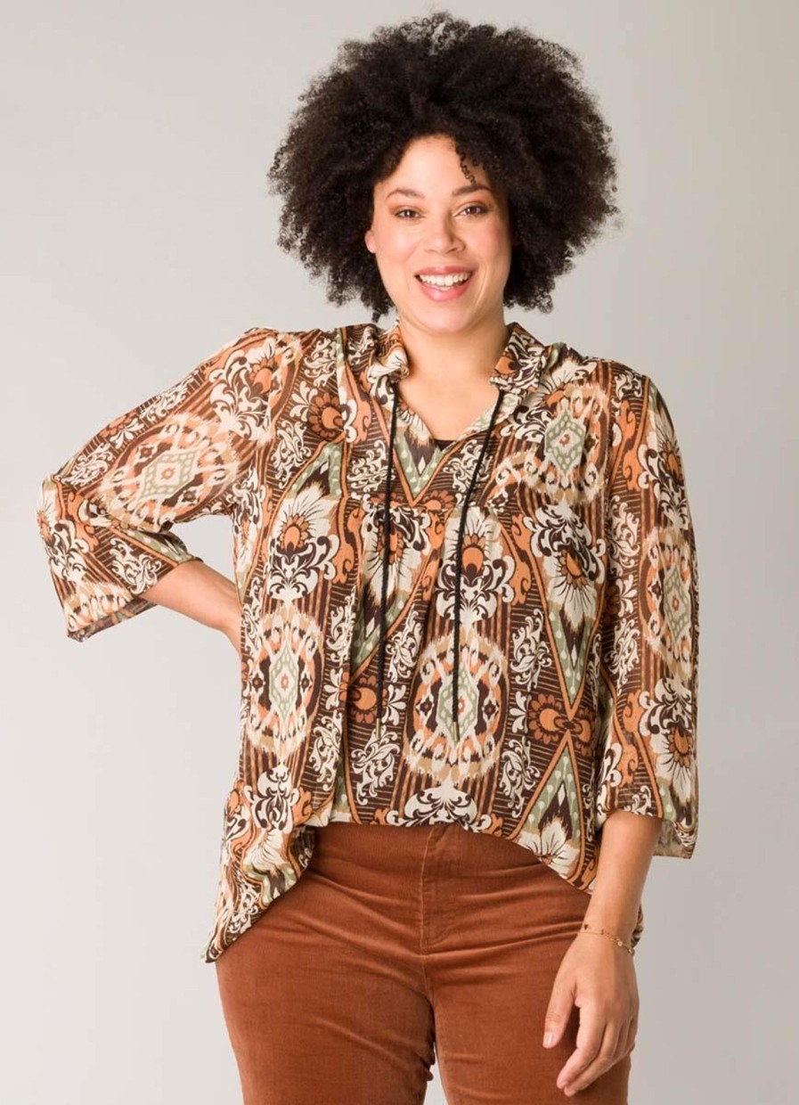 Grote Maten Mode Yesta | Yesta Blouse Rosalie A003888 - Terracotta/ Multi Colour