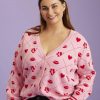 Grote Maten Mode Anyday | Anyday Cardigan Sofie 8001162 - 3331 Pink Hartje