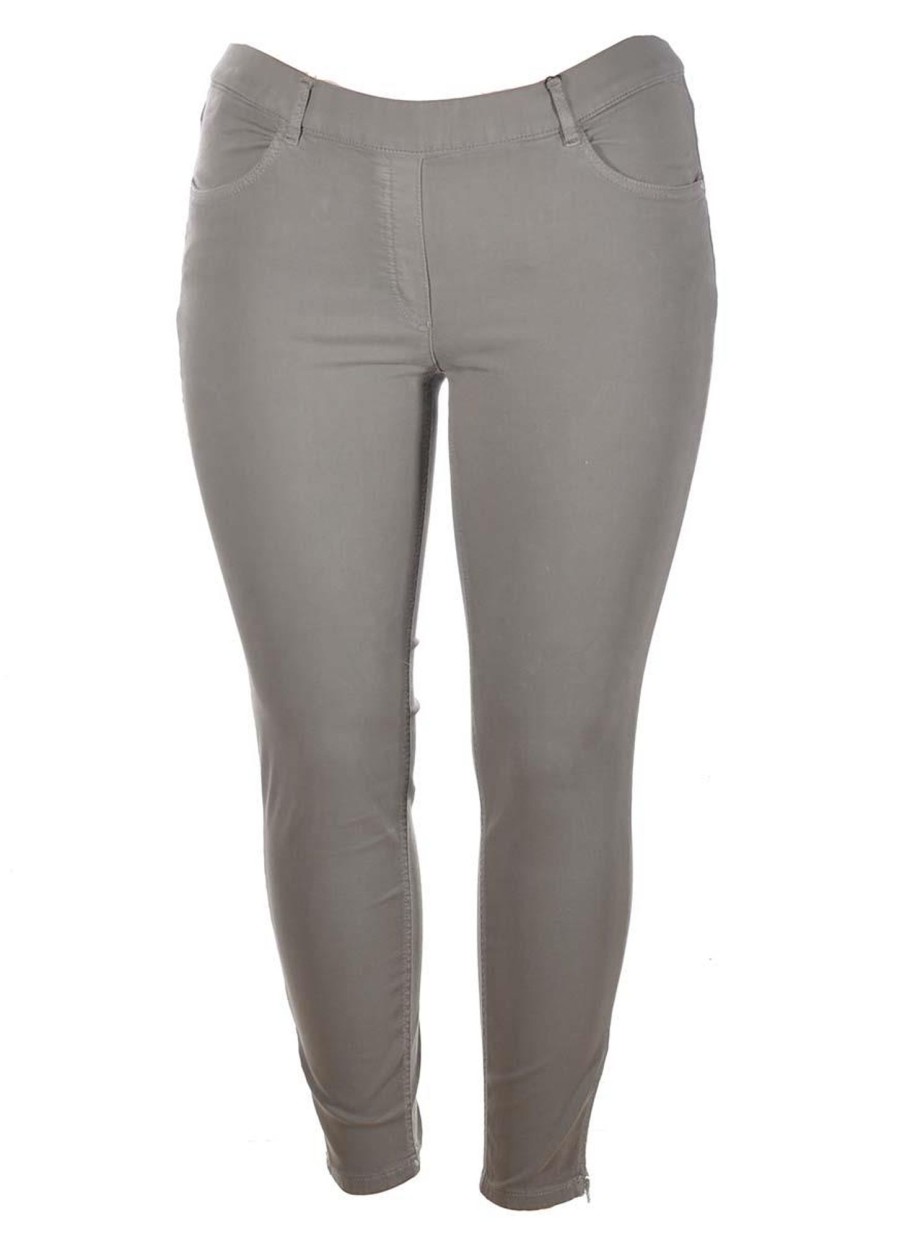 Grote Maten Mode Stark | Stark Broek Janna 72 Zip 4367-64 Olijfgroen