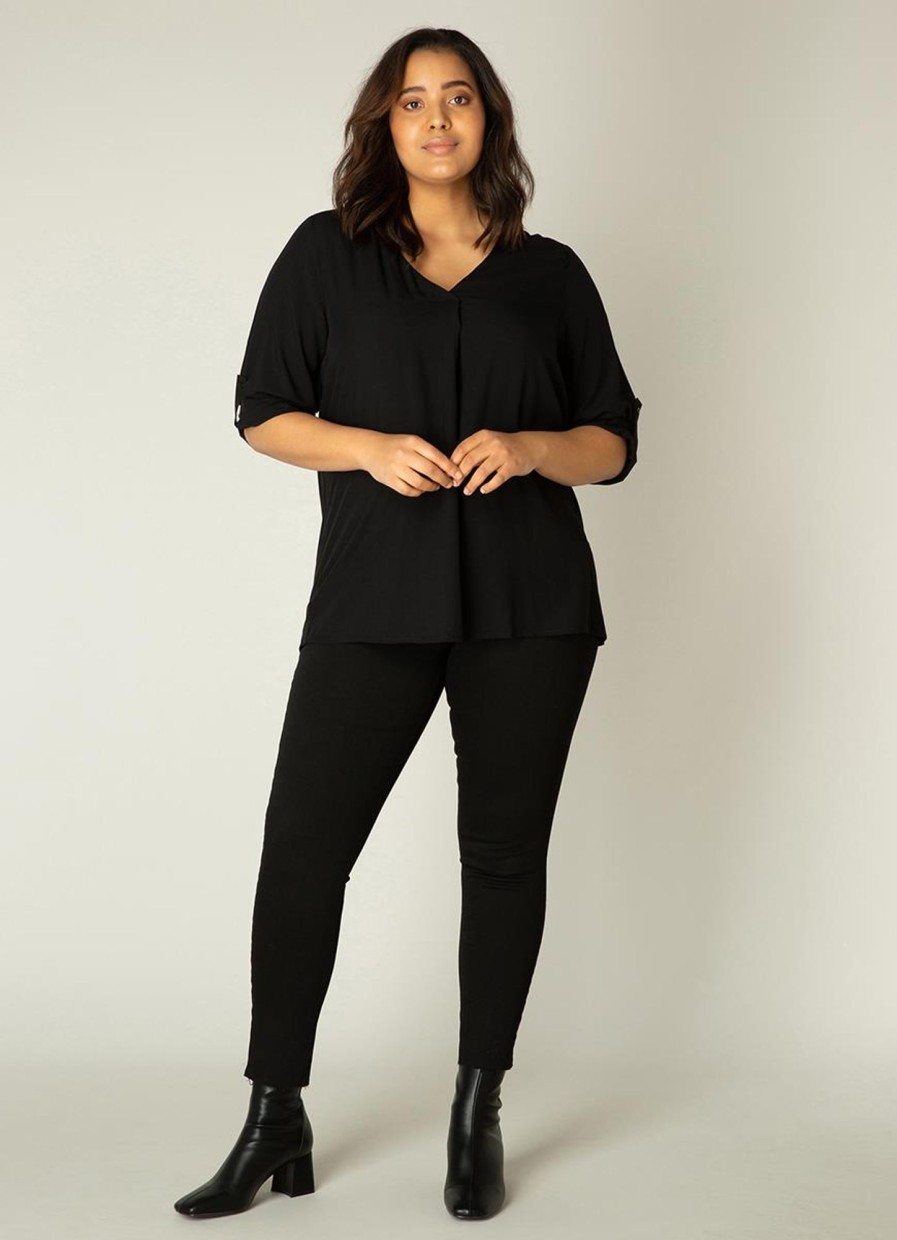 Grote Maten Mode Base Level Curvy | Base Level Curvy Blouse Airene 012 Black