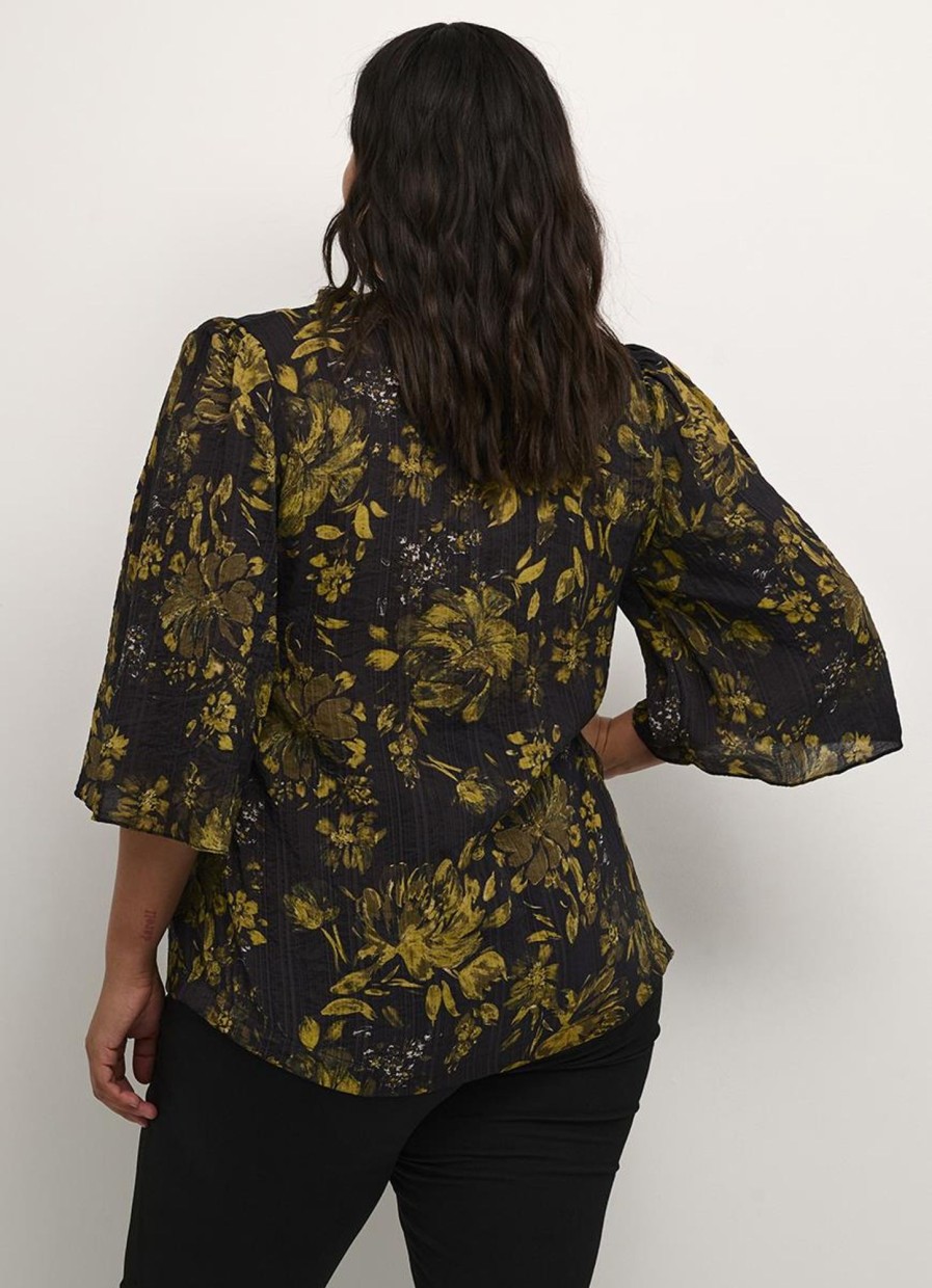 Party Items Kaffe Curve | Kaffe Curve Blouse Kajana 10581875 - 104999 Green Flower Print