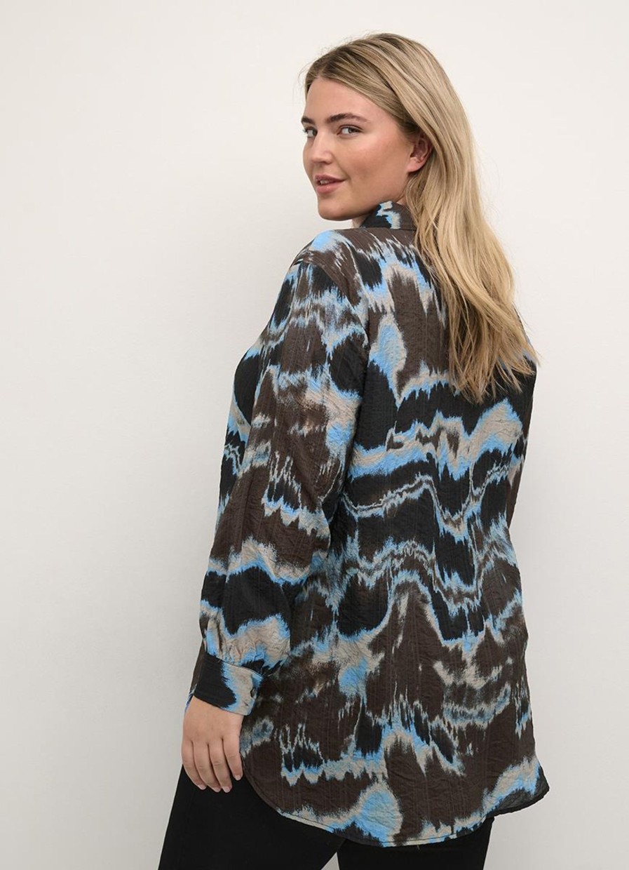 Grote Maten Mode Kaffe Curve | Kaffe Curve Shirt Susse 10581763 - 104768 Java/Cornflower Fade Print