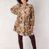 Grote Maten Mode Yesta | Yesta Jurk Ronja A004076 - Warm Brown Multi