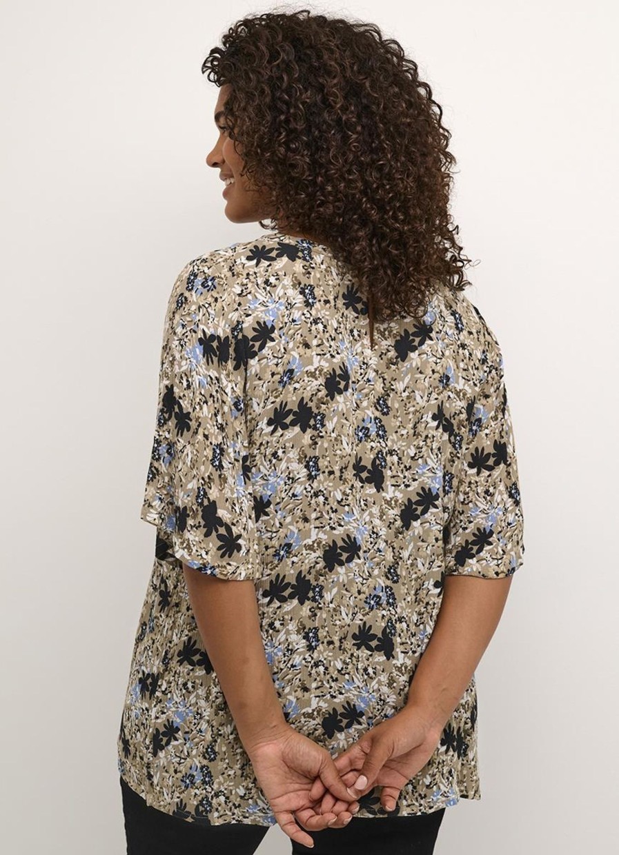 Grote Maten Mode Kaffe Curve | Kaffe Curve Blouse Miana Ami 10582061 - 105780 Grey/Blue Flower