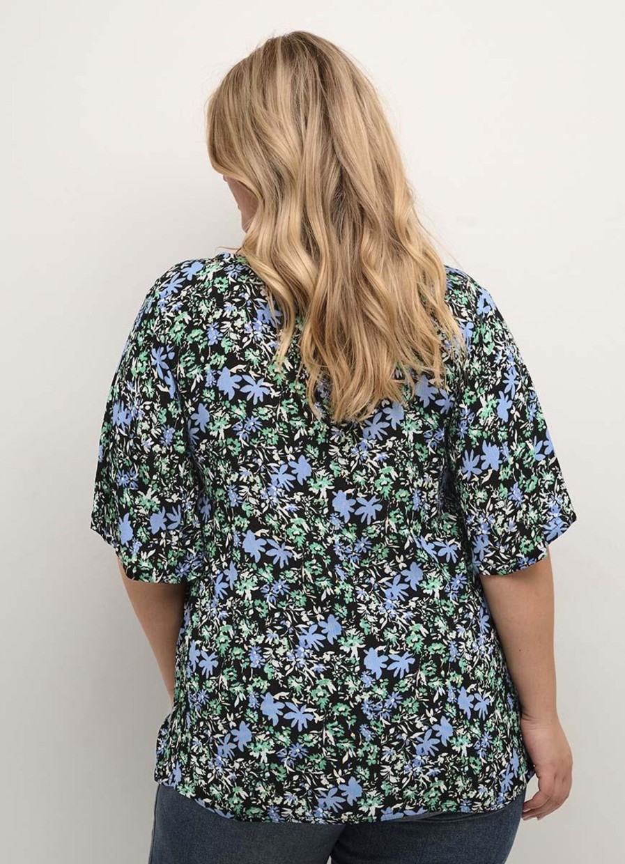 Grote Maten Mode Kaffe Curve | Kaffe Curve Blouse Miana Ami10582061 - 105317 Blue/Green Flower