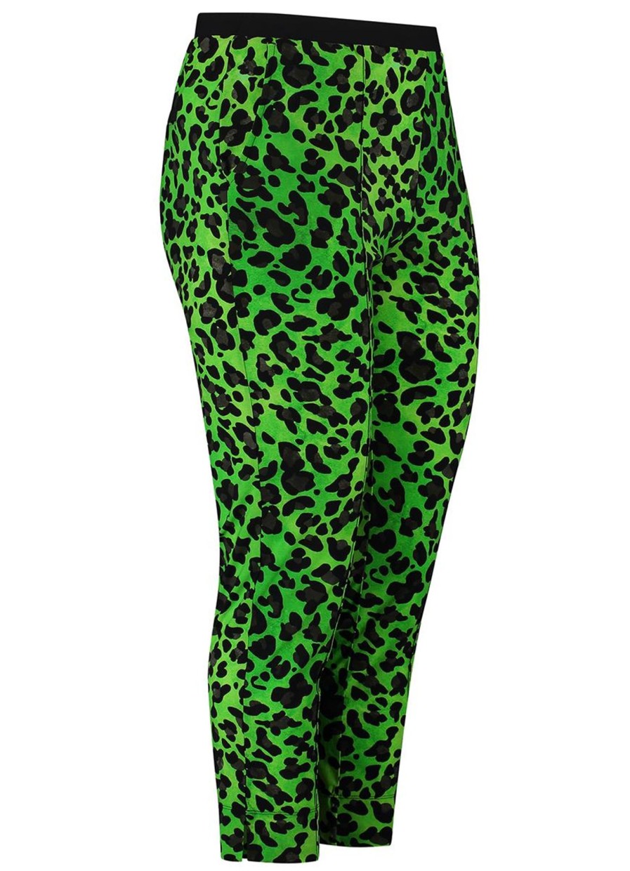 Grote Maten Mode Plusbasics | Plusbasics Pants 7/8 Travel 18201063 - 571 Lime Leopard